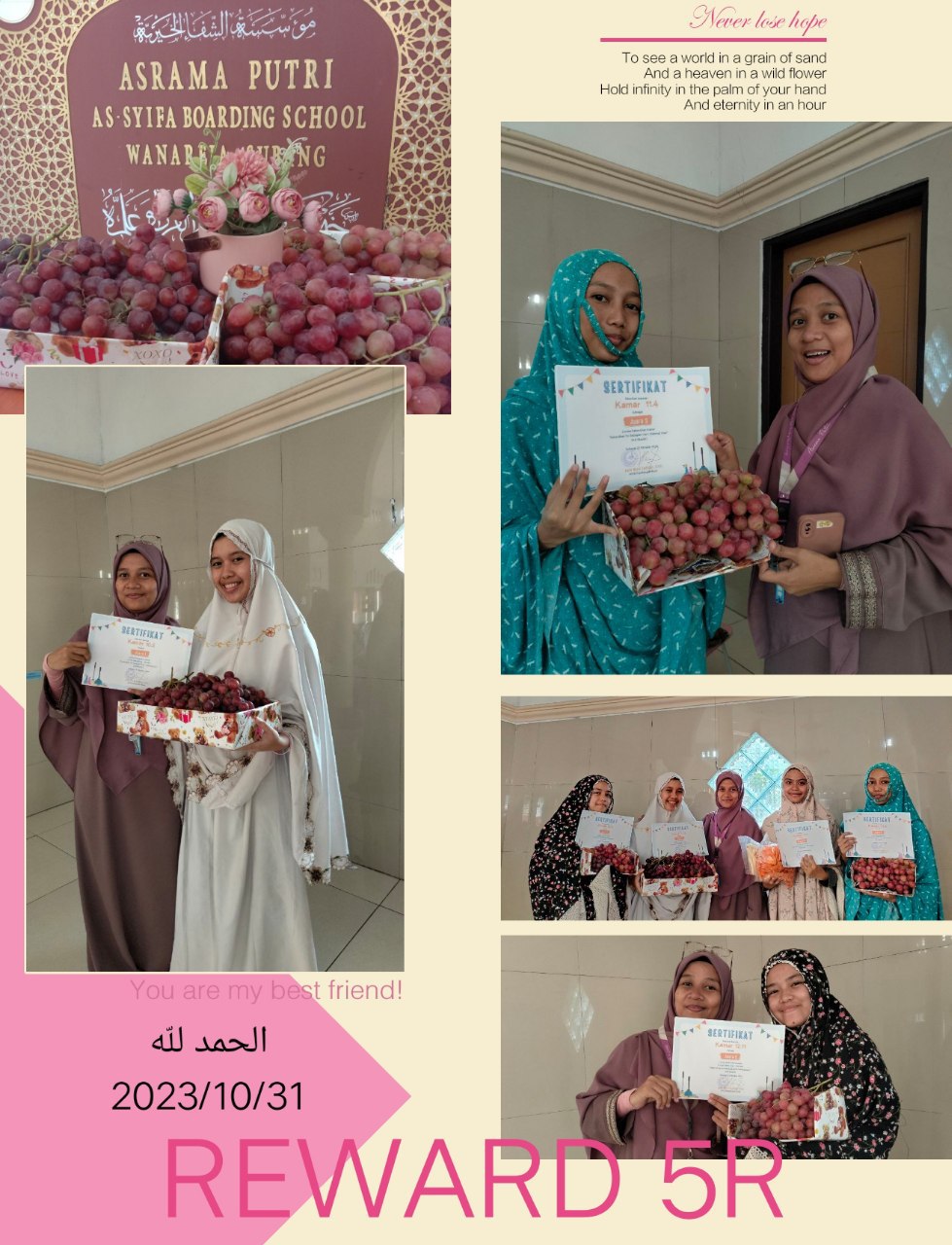 Reward untuk Sang Juara Kebersihan Kamar